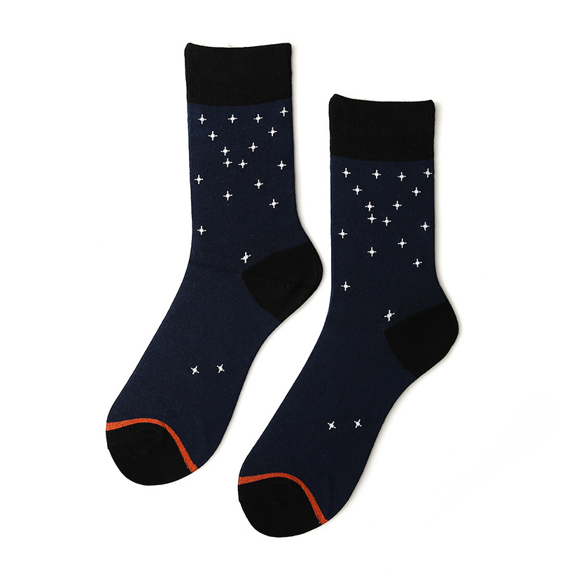 JUJUMU Dark Blue Sky Full Of Stars Male And Female Couple Tide Models In Tube Socks Cotton Wholesale